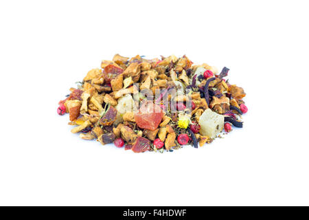 Mucchio di coloratissimi allentato ananas calda tè isolato su bianco Foto Stock