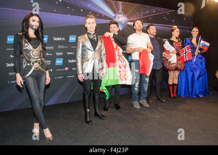 Copenhagen, Danimarca, venerdì 9 maggio. Pressconference dei vincitori della seconda semifinale del CES 2014. Foto Stock