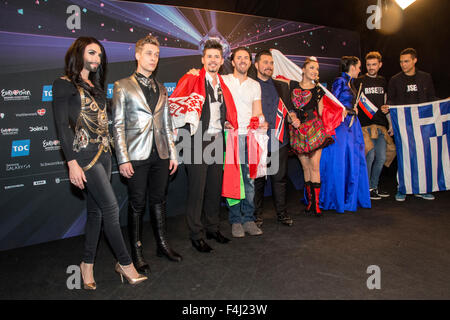 Copenhagen, Danimarca, venerdì 9 maggio. Pressconference dei vincitori della seconda semifinale del CES 2014. Foto Stock