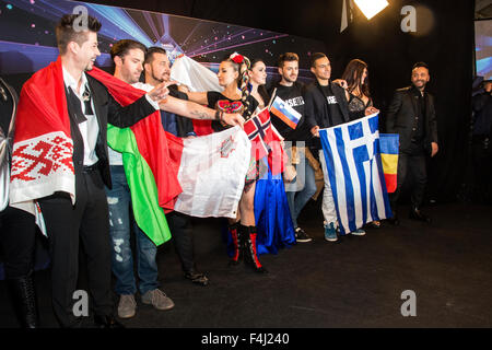 Copenhagen, Danimarca, venerdì 9 maggio. Pressconference dei vincitori della seconda semifinale del CES 2014. Foto Stock