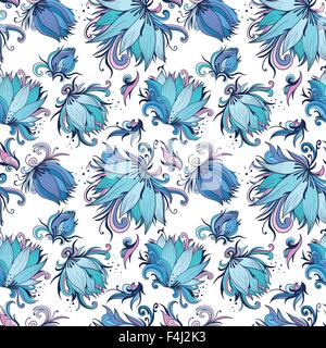 Vettore senza giunture con sfondo romantico giglio azzurro fiori Illustrazione Vettoriale