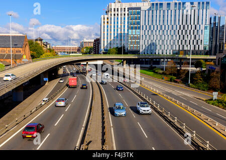 Charing Cross interscambio con l'autostrada M8, il centro della città di Glasgow, Scotland, Regno Unito Foto Stock