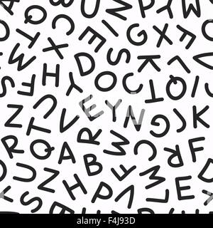 Disegnato a mano le lettere maiuscole Pattern senza giunture Illustrazione Vettoriale