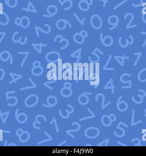 Disegnata a mano i numeri di modello senza cuciture blu Illustrazione Vettoriale