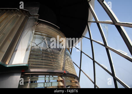 Il riflettore alloggiamento della lampada del Trinity House faro Southwold Suffolk in Inghilterra Foto Stock