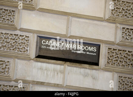 Cabinet War Rooms segno, Londra, Gran Bretagna, Regno Unito Foto Stock