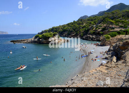 S'Illot spiaggia presso il Victoria Penisola, Maiorca, Maiorca, isole Baleari, Spagna Foto Stock