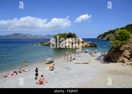 S'Illot spiaggia presso il Victoria Penisola, Maiorca, Maiorca, isole Baleari, Spagna Foto Stock