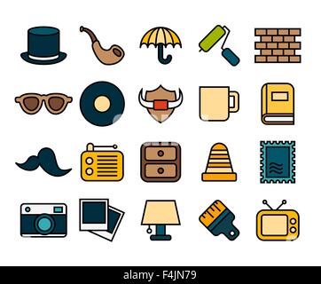 Icone di contorno sottile design piatto, linea moderna e lo stile di corsa Illustrazione Vettoriale