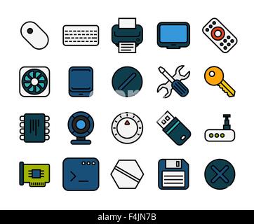 Icone di contorno sottile design piatto, linea moderna e lo stile di corsa Illustrazione Vettoriale