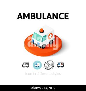 Icona di ambulanza in stile differente Illustrazione Vettoriale