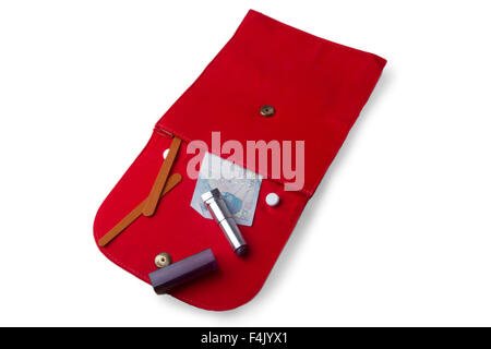 Borsetta rosso su sfondo bianco Foto Stock