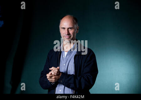 Jesse Armstrong, la commedia inglese scrittore, all'Edinburgh International Book Festival 2015. La Scozia. 28 Agosto 2015 Foto Stock