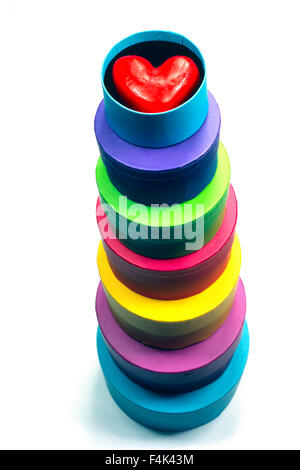 Caselle colorate e Heartshape sulla parte superiore Foto Stock