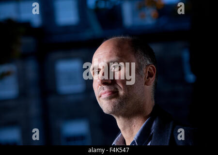 Jesse Armstrong, la commedia inglese scrittore, all'Edinburgh International Book Festival 2015. La Scozia. 28 Agosto 2015 Foto Stock