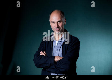 Jesse Armstrong, la commedia inglese scrittore, all'Edinburgh International Book Festival 2015. La Scozia. 28 Agosto 2015 Foto Stock