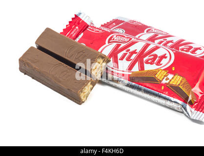 KUALA LUMPUR in Malesia, agosto 2nd, 2015 : Kit Kat è un cioccolato wafer ricoperto di bar creata nel 1911 da Rowntree di York, Inghilterra Foto Stock