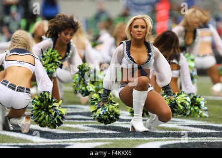 Il Seagals intrattenere la folla. La Seattle Seahawks ha giocato il Carolina Panthers al campo CenturyLink a Seattle, WA, il 18 ottobre 2015. Xviii oct, 2015. © David Blair/ZUMA filo/Alamy Live News Foto Stock