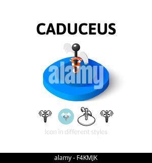 Caduceo icona in stile differente Illustrazione Vettoriale