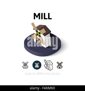 Icona del mulino in stile differente Illustrazione Vettoriale