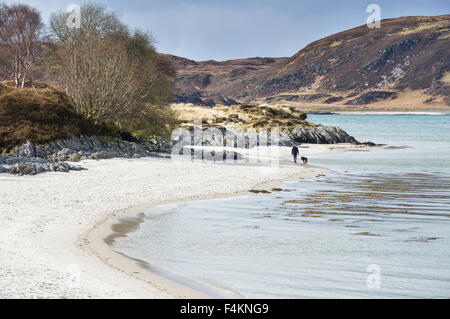 Silver Sands di Morar, Mallaig, costa ovest della Scozia. Regione delle Highlands. Foto Stock