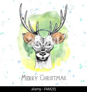Disegnato a mano la scheda di Natale Illustrazione Vettoriale