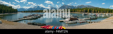 Colter Bay Marina e il Panorama Tetons, Wyoming USA Foto Stock