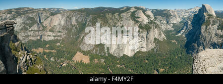 Vista dal punto ghiacciaio Panorama, Yosemite NP, CALIFORNIA, STATI UNITI D'AMERICA Foto Stock