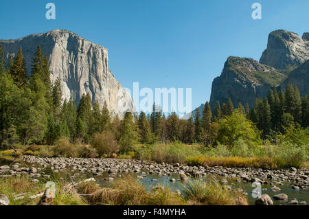 El Capitan e cupola sentinella, Yosemite NP, CALIFORNIA, STATI UNITI D'AMERICA Foto Stock