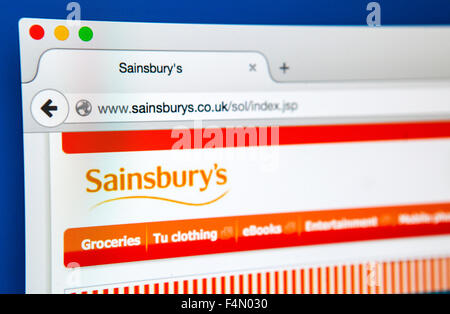 LONDON, Regno Unito - 19 giugno 2015: la homepage del Sainsbury's website, il 18 giugno 2015. Foto Stock