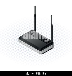 Isometrica Modem Wireless ADSL illustrazione vettoriale Illustrazione Vettoriale