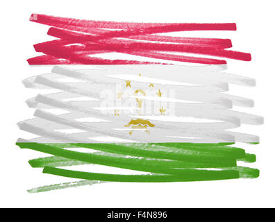 Bandiera illustrazione fatta con la penna - Tagikistan Foto Stock