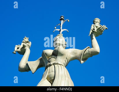 Imperia con re Sigismondo e Papa Martino V, porto statua, Konstanz, Baden-Württemberg, Germania Foto Stock