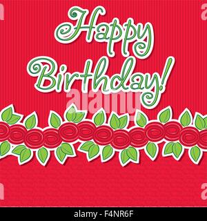 Rose biglietto di auguri di compleanno in formato vettoriale. Illustrazione Vettoriale