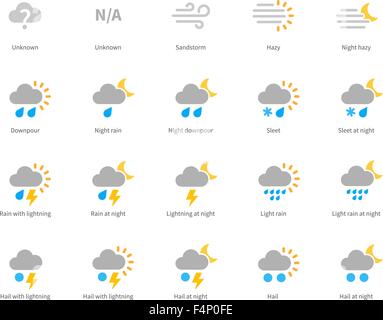 La meteorologia icone colorate su sfondo bianco. Illustrazione Vettoriale