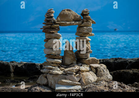 Sculture modellata utilizzando pietre e rocce in Creta, Grecia. Foto Stock