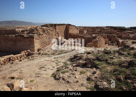 Samhuram, Khor Rouri, sito di scavo nel vecchio incenso rotta commerciale, patrimonio culturale mondiale dell Unesco, vicino Salalah, Oman Foto Stock