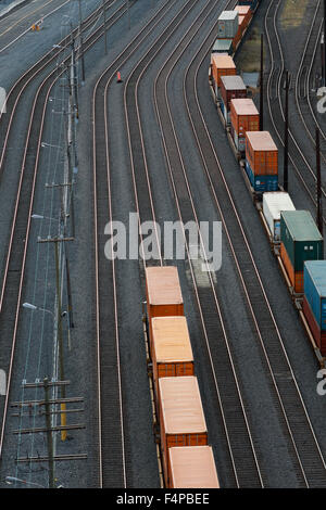 Il porto vecchio di linee ferroviarie a Montreal, in Quebec. Foto Stock