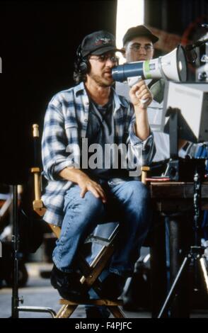 Sul set, Steven Spielberg / Il mondo perduto : Jurassic Park / 1993 diretto da Steven Spielberg [Universal Pictures] Foto Stock