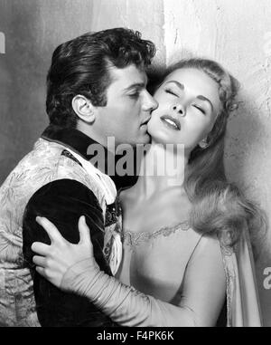 Tony Curtis e Janet Leigh / la protezione nera del Falworth / 1954 diretto da Rudolph Mate [Universal Pictures] Foto Stock