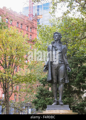 Nathan Hale Statua in City Hall Park, NYC Foto Stock
