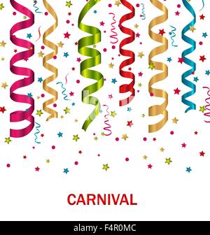 Sfondo di carnevale con set colorato a serpentina della carta Illustrazione Vettoriale