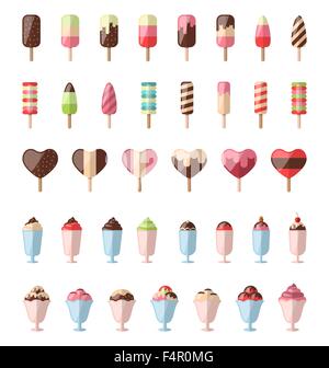 Collezione colorata diversi gelati Illustrazione Vettoriale