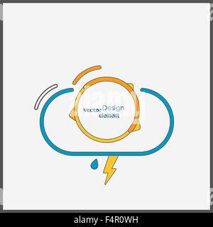 I segni del tempo, il sole, le nuvole, fulmini, pioggia Illustrazione Vettoriale