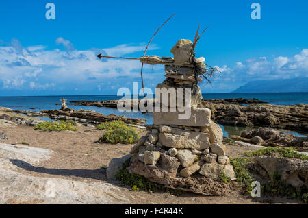 Sculture modellata utilizzando pietre e rocce in Creta, Grecia. Foto Stock