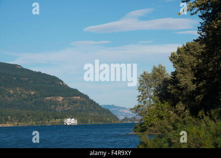 Stati Uniti d'America, Stati Uniti, America, Oregon, Columbia River Gorge, paddle wheeler, nave, barca, stream, Scenic Area, viaggi, paesaggio, Foto Stock