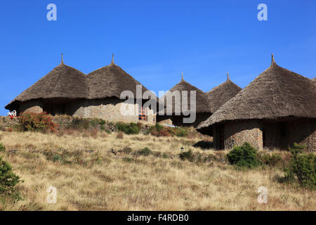 Nelle Highlands di Abissinia, Simien Mountains, paesaggio in Simien Mountains National Park, Semien lodge nel Nationa Foto Stock