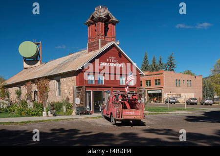 Stati Uniti d'America, STATIUNITI, America, Colorado, San Miguel, nella contea di San Juan, montagne, Telluride, camion dei pompieri, vigili del fuoco, Rockies, s Foto Stock