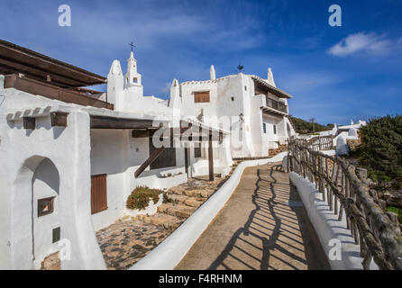 Binibeca, pesca, paesaggio, Menorca, Baleari, Spagna, Europa, molla, Villaggio, architettura, Baleari, isola, Mediterraneo, Foto Stock