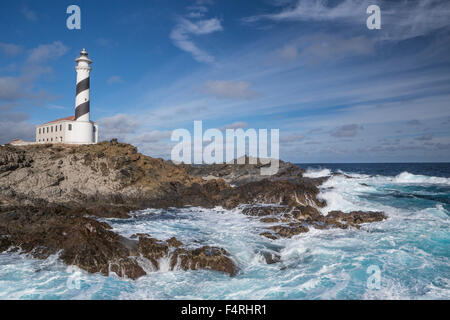 Isole Baleari, Favaritx, paesaggio, Menorca, Baleari, Spagna, Europa, molla, architettura, isola, faro, nessun popolo, t Foto Stock